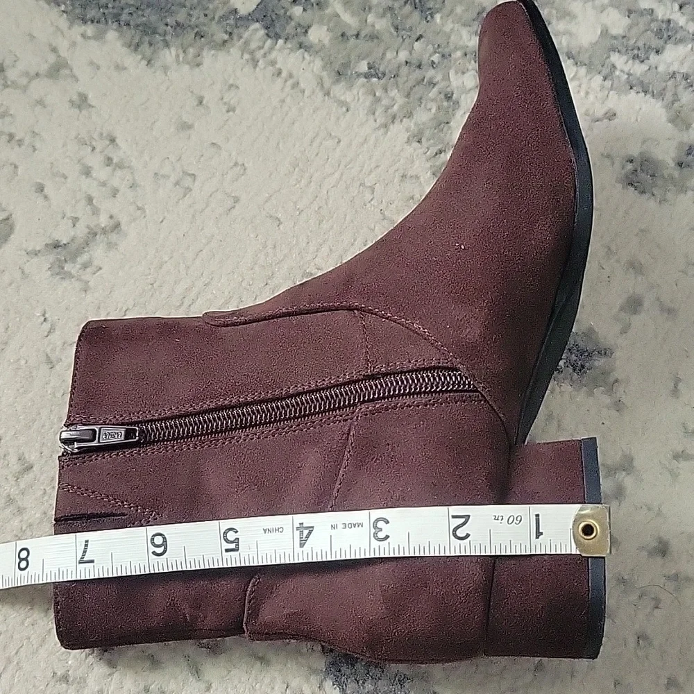 Universal Thread Dark Brown Suede Ankle Booties with Side Zip
